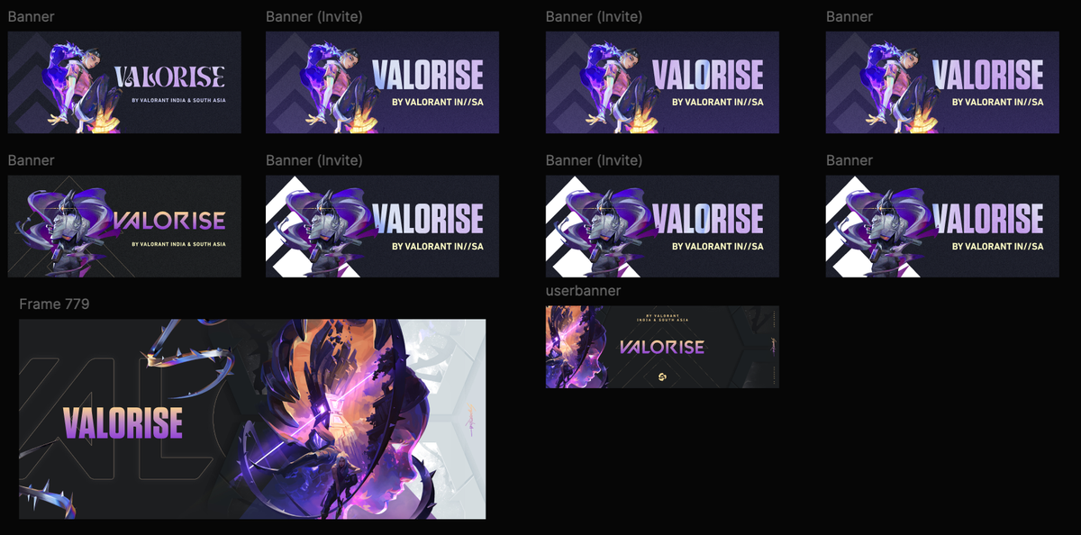 All Banner variations. Some have been used to animate them within Figma.