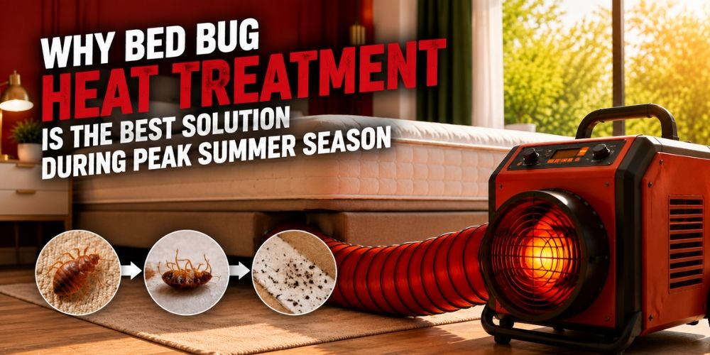 Bed bug heat treatment equipment eliminating infestation in a bedroom