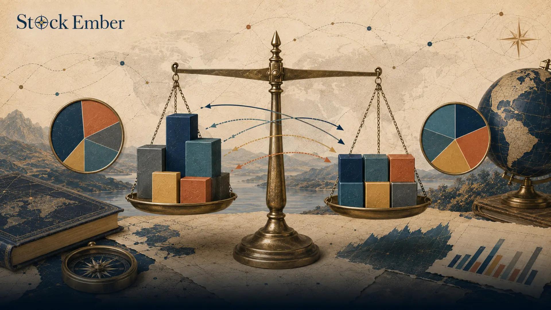 Illustration representing index fund rebalancing mechanics.
