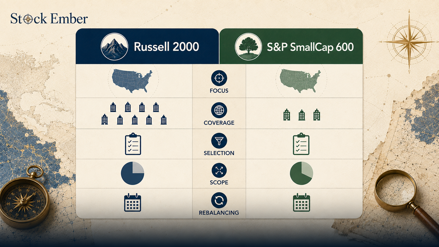 Comparison chart highlighting profitability requirements between Russell 2000 and S&P SmallCap 600.
