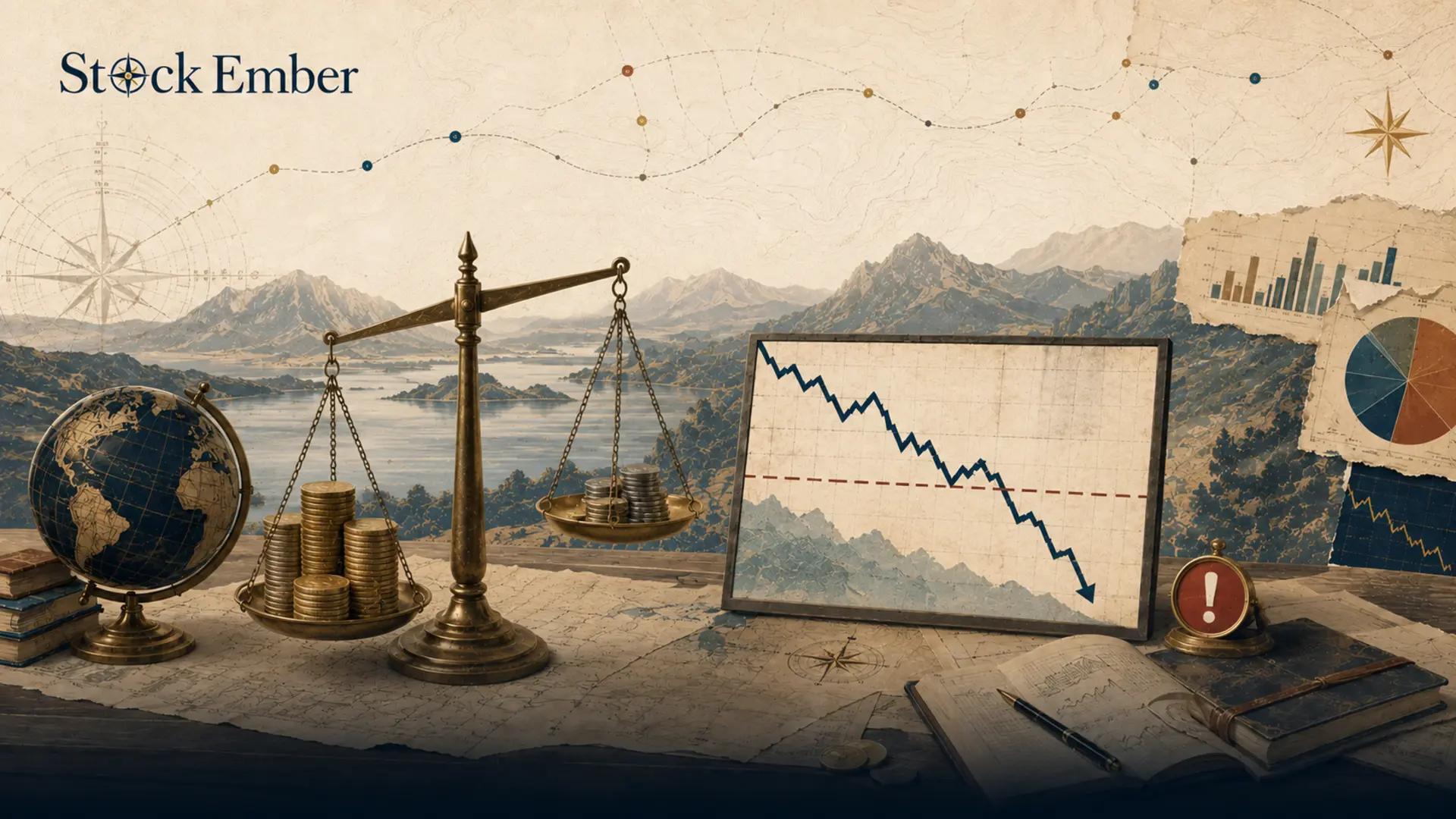 Illustration of a margin call scenario showing stock value dropping below equity thresholds.
