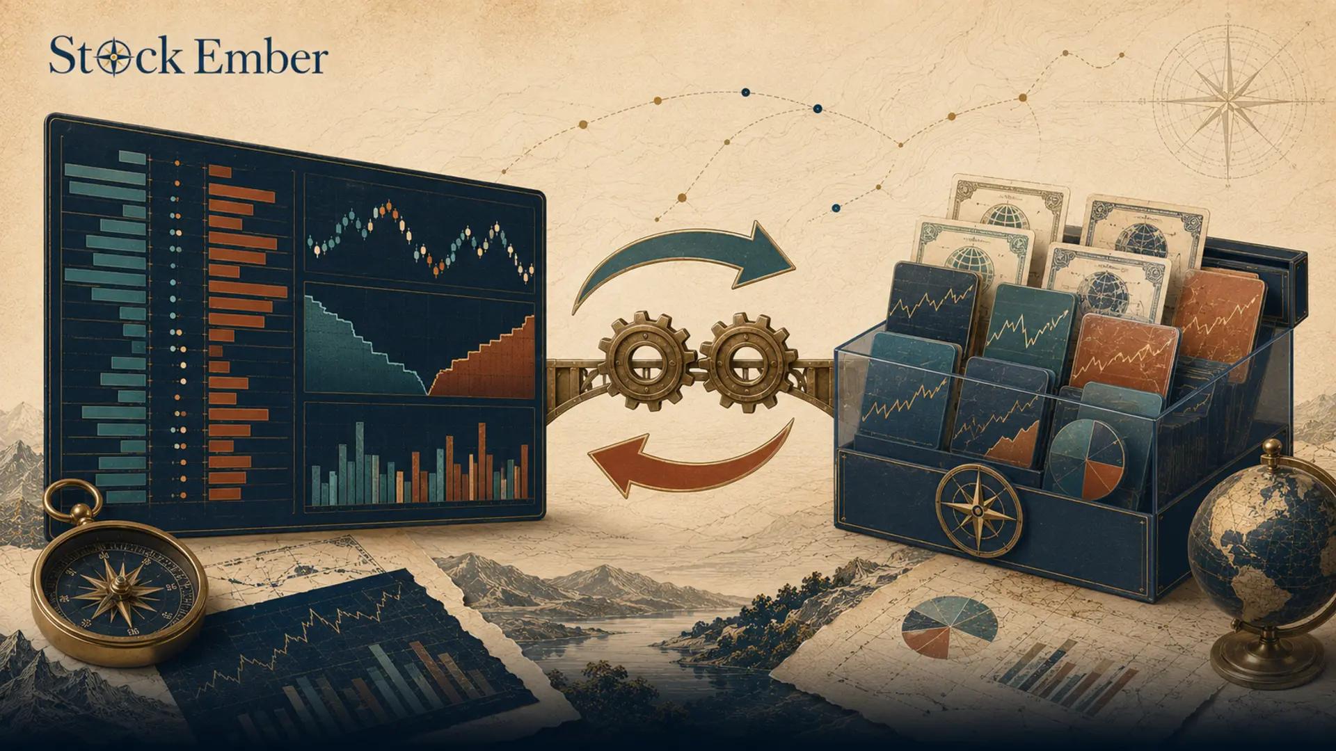 Diagram comparing secondary market exchange trading volume with primary market underlying asset liquidity in an ETF.