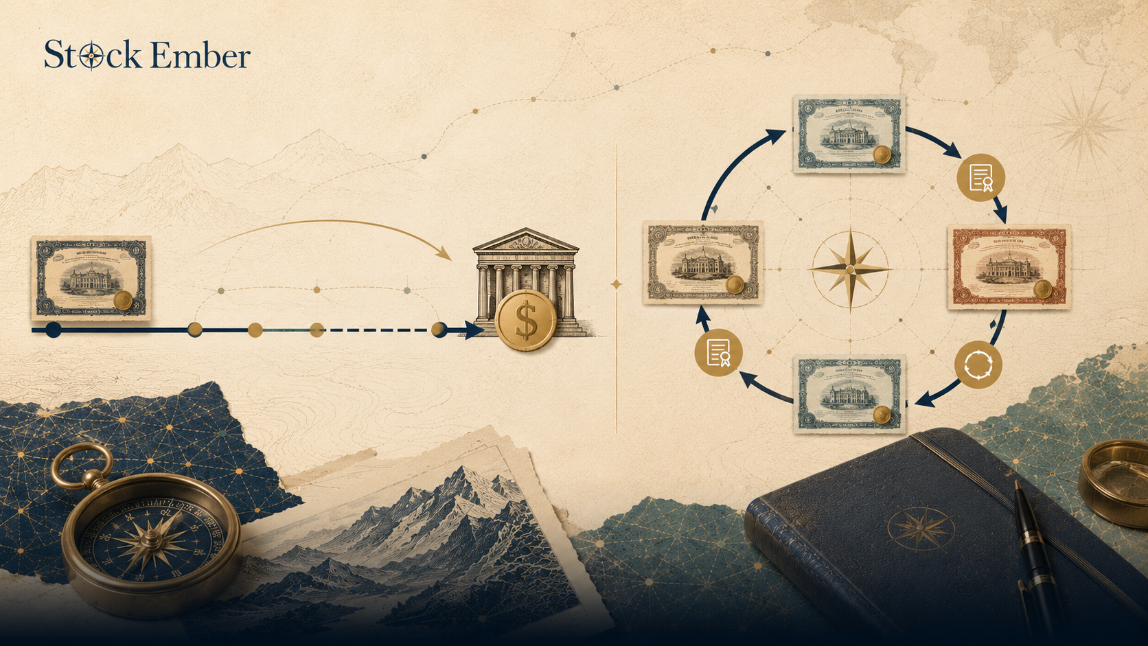 Diagram illustrating individual bonds maturing versus a bond ETF rolling its holdings indefinitely.
