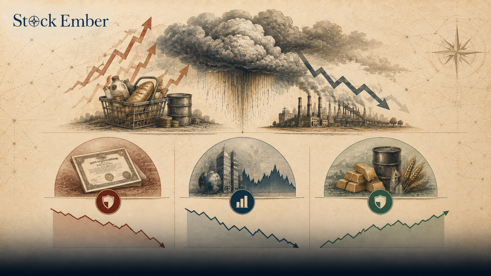 Diagram showing asset class performance dynamics during stagflation.