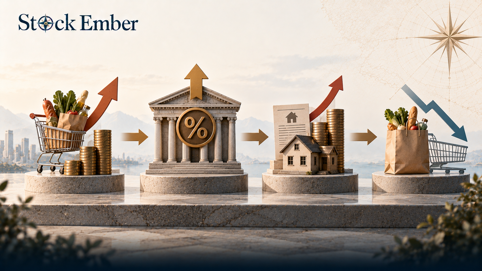 Diagram illustrating inflation mechanisms and central bank policy transmission