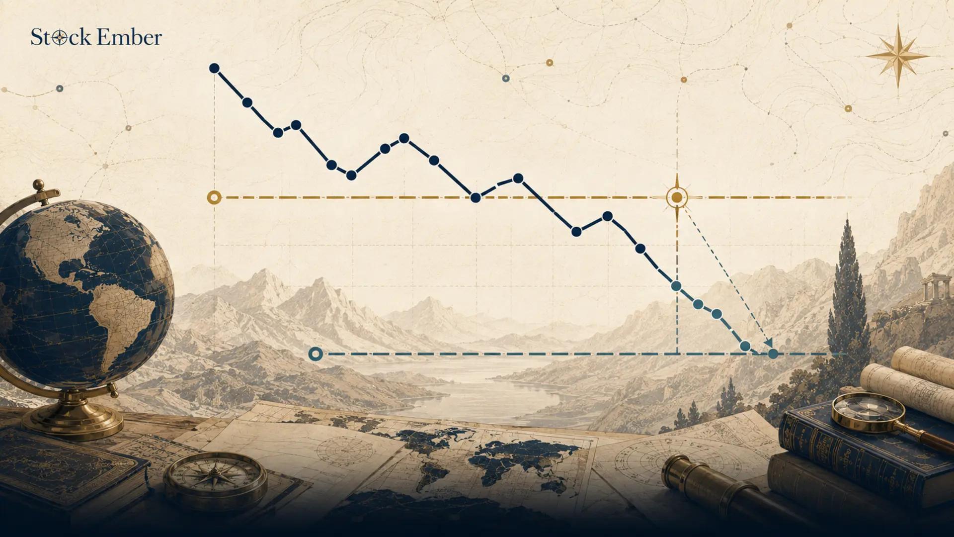 Stock chart illustration showing stop price trigger and limit price order boundary