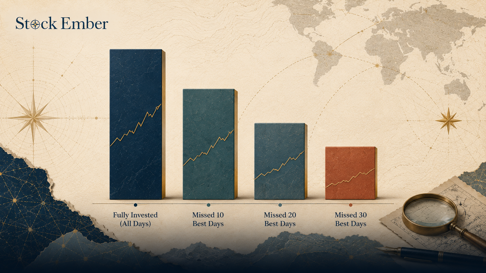 Chart showing the portfolio return penalty from missing the market's best trading days.