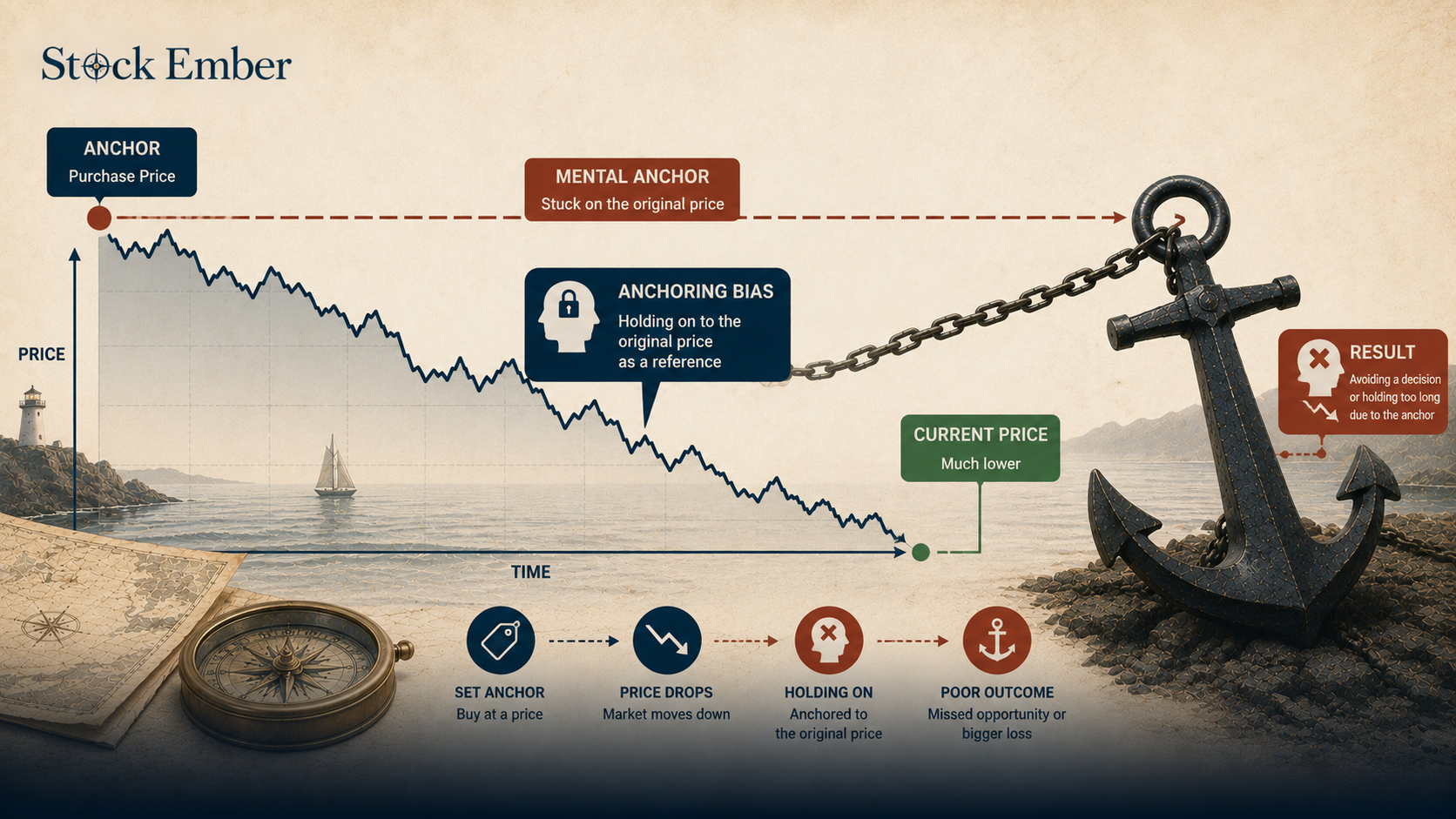Diagram illustrating the break-even trap in stock investing