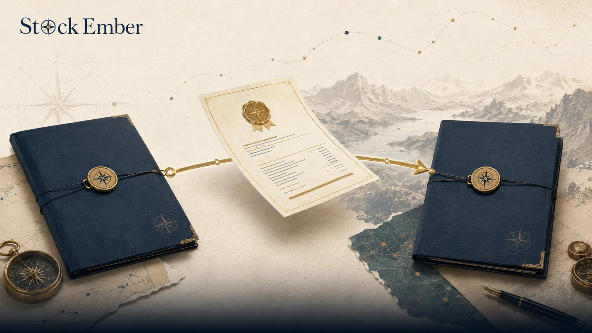 Illustration of an investment portfolio transferring directly to a beneficiary document.