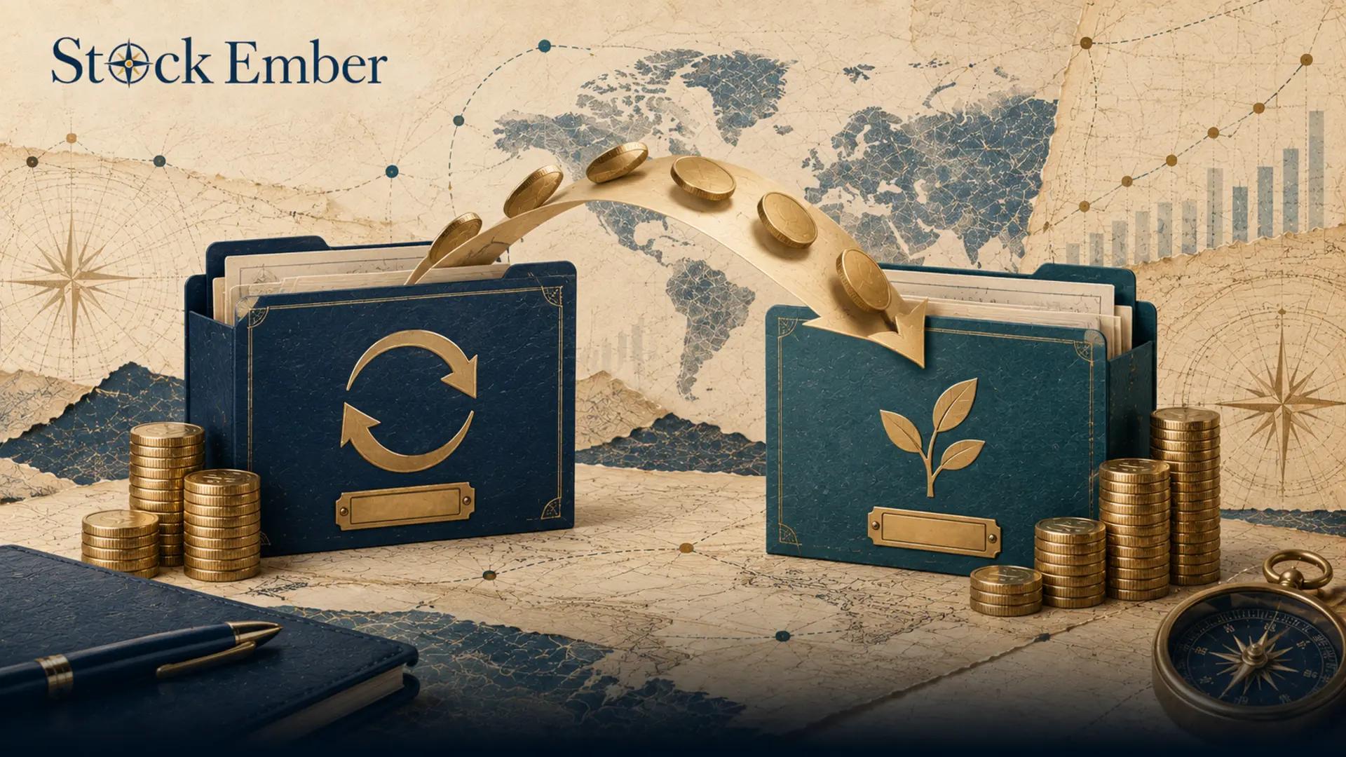 Illustration showing a comparison between a Rollover IRA and a Traditional IRA account.