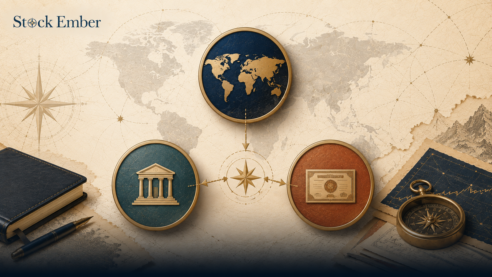Illustration of a three-fund portfolio strategy balancing stocks and bonds.