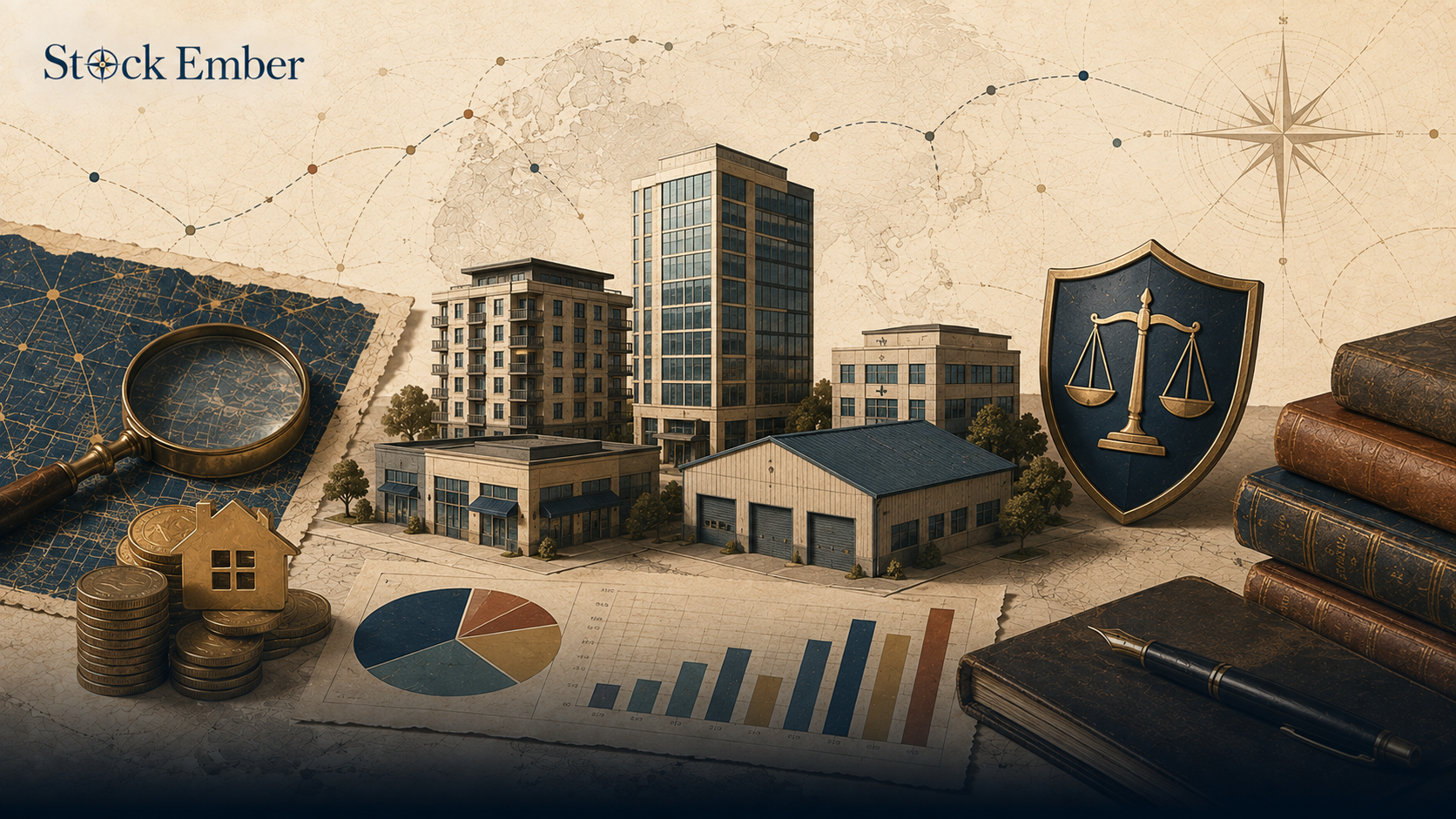 Illustration comparing corporate real estate assets and investor tax account structures.