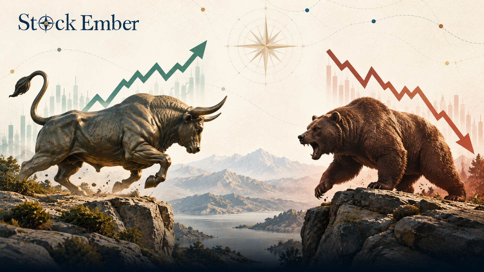 Stock market trend chart demonstrating historical bull and bear market cycles