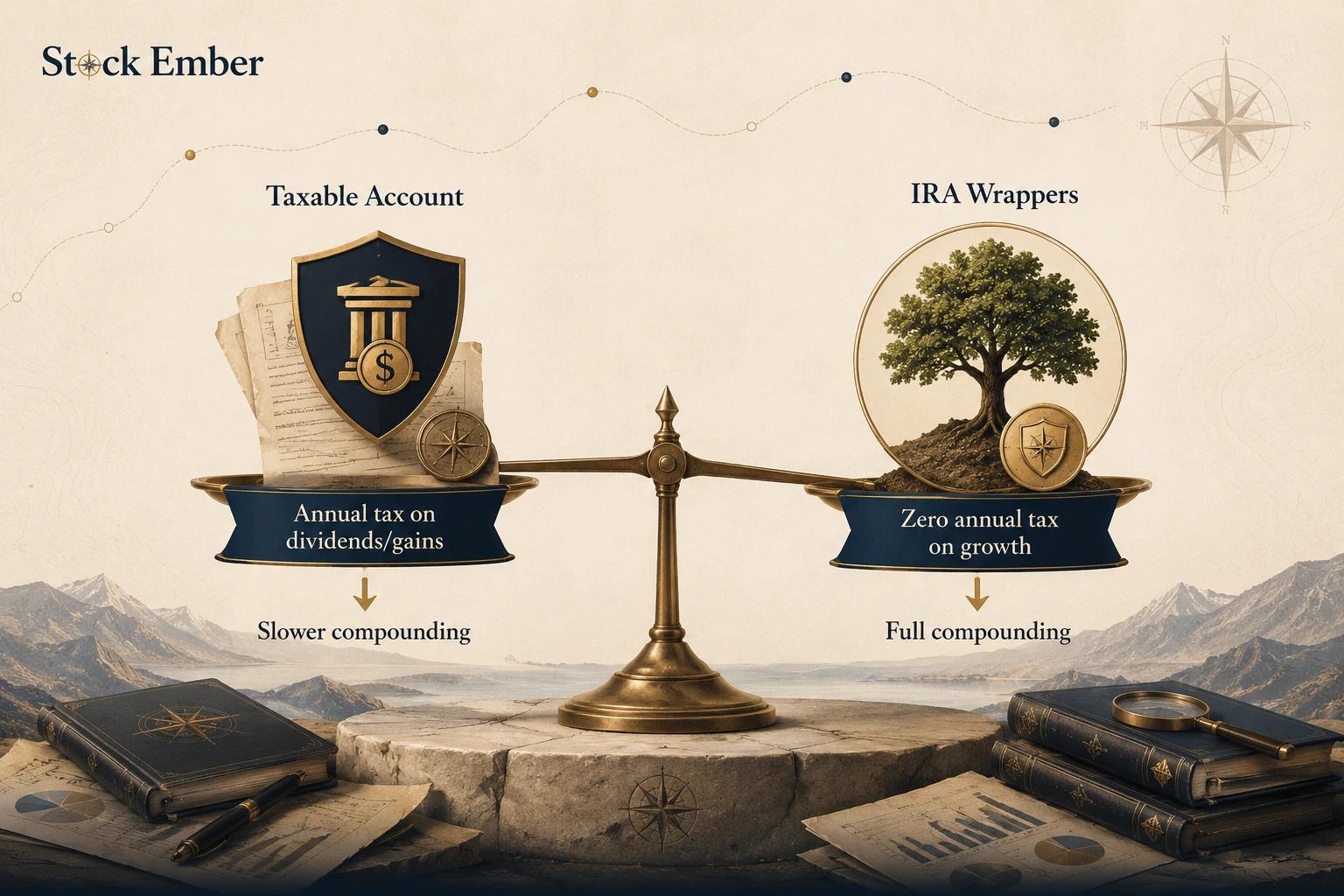 Comparing taxable account and IRA wrappers