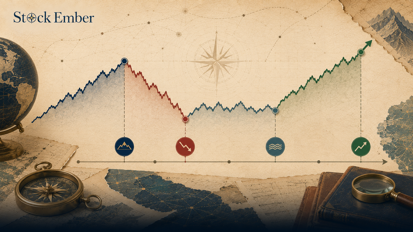Diagram illustrating the typical lifecycle of a stock market correction.