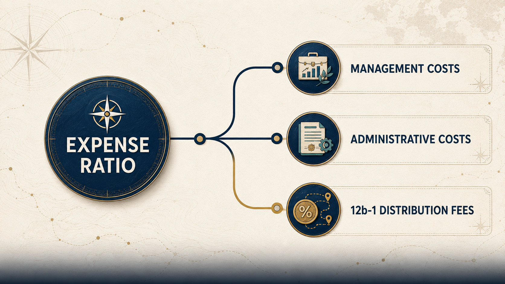Diagram illustrating how a 12b-1 fee sits inside a mutual fund annual expense ratio.