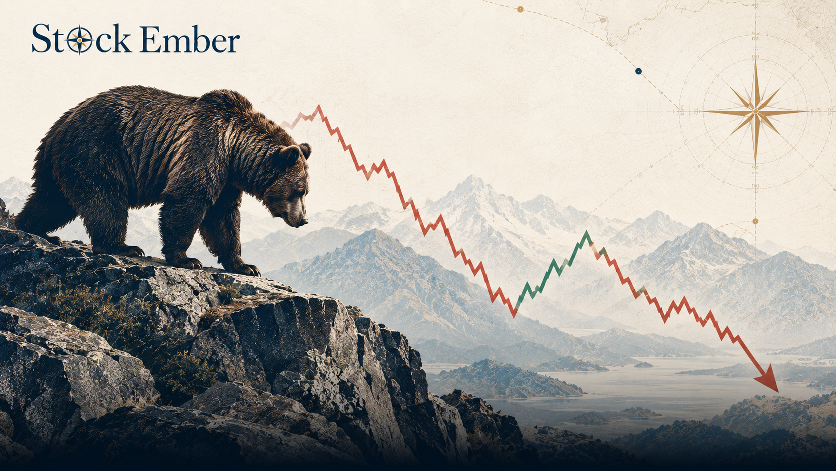 Illustration of a temporary upward price spike during an overall market decline.