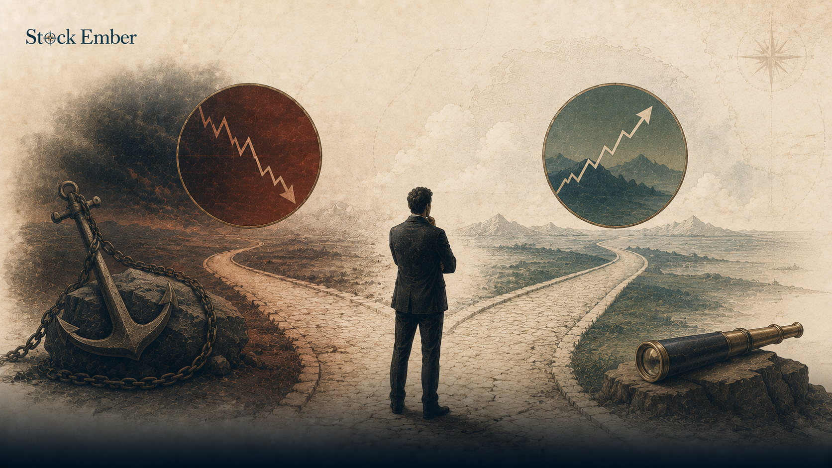 Scale illustrating how loss aversion causes emotional imbalance in investing.