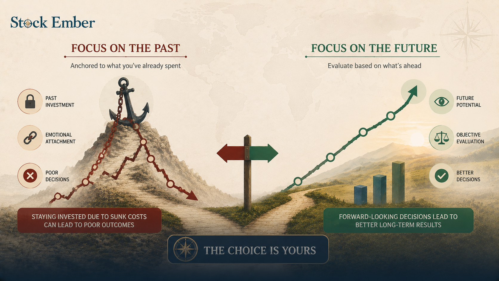 Portfolio chart contrasting entry price anchoring with forward-looking capital reallocation