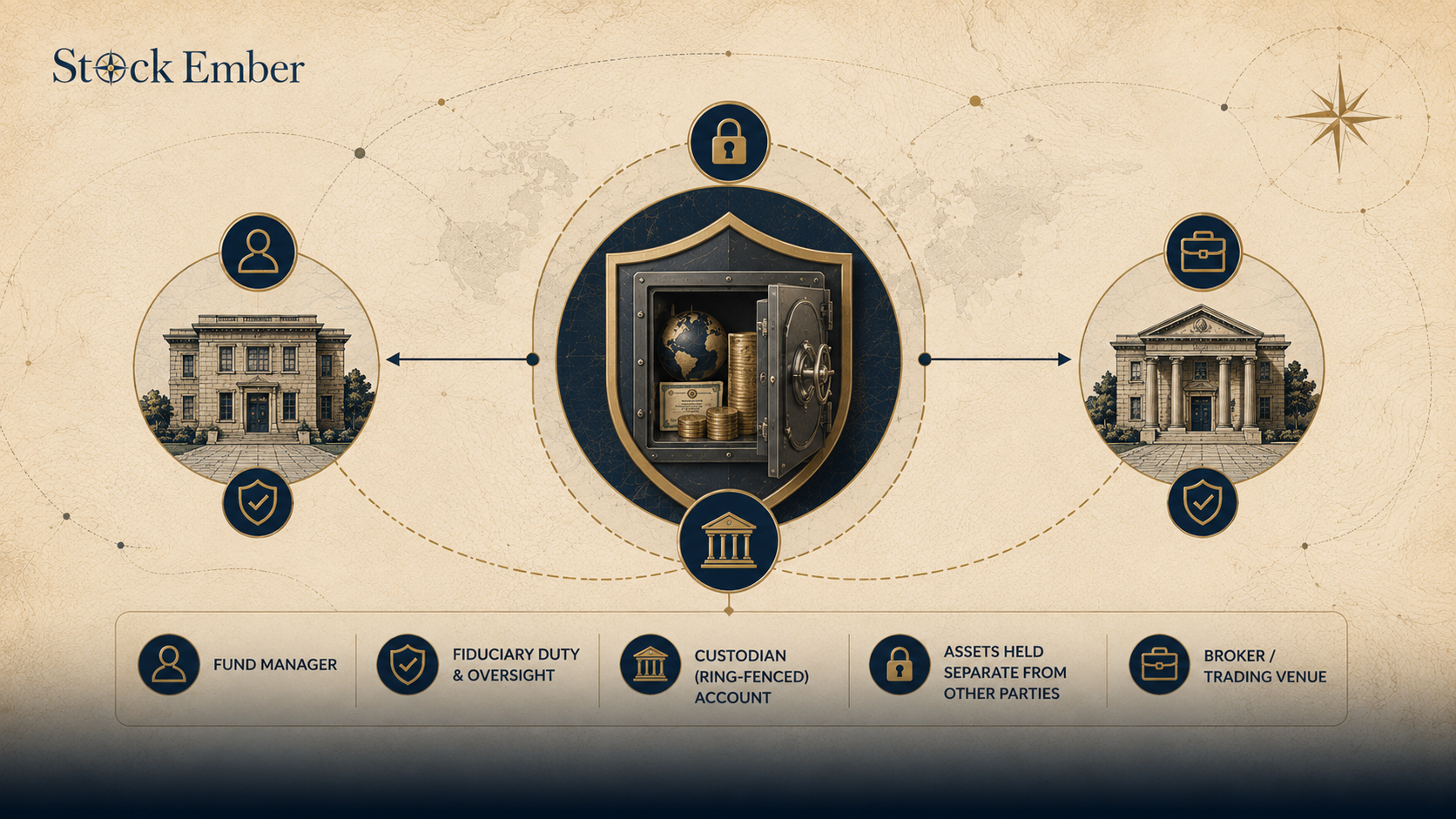 Diagram showing ring-fenced asset segregation under UCITS regulations