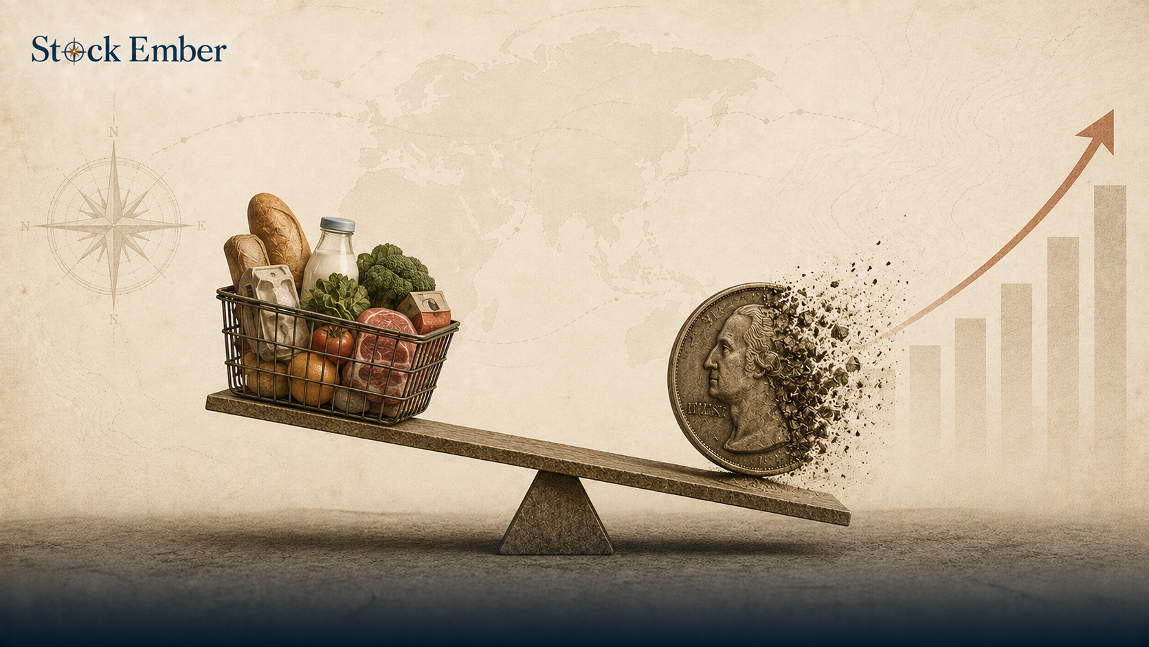 Illustration of inflation risk and diminishing purchasing power over time.