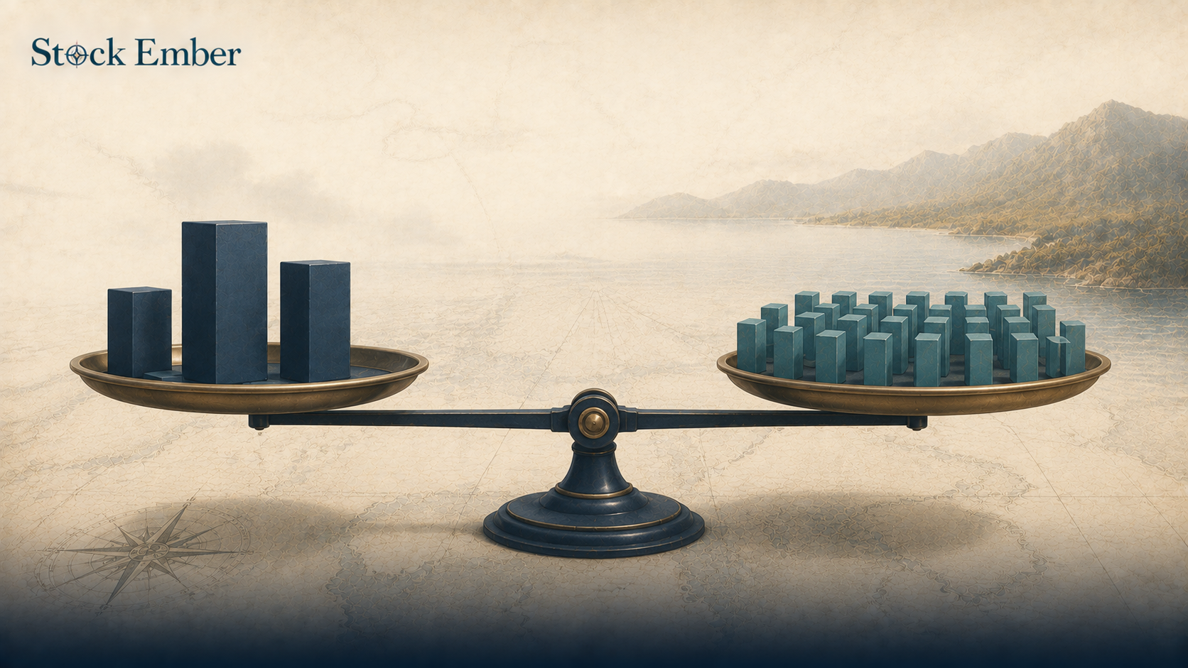 Illustration showing equal weight balancing in an index fund.
