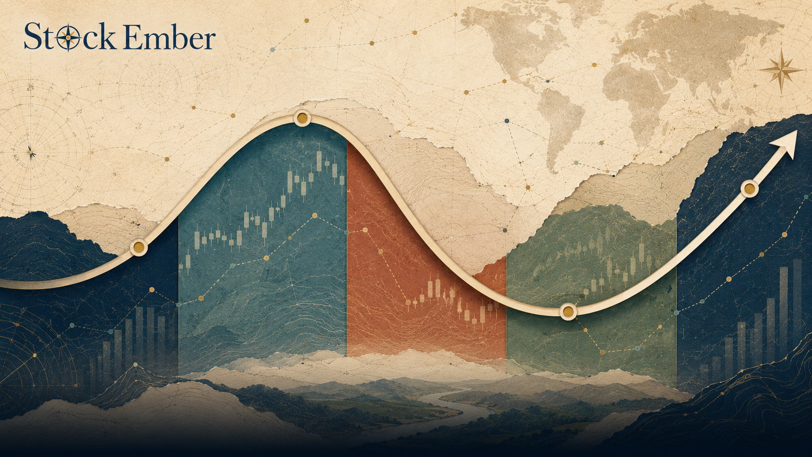 Line graph showing the wave pattern of a market cycle through different phases.