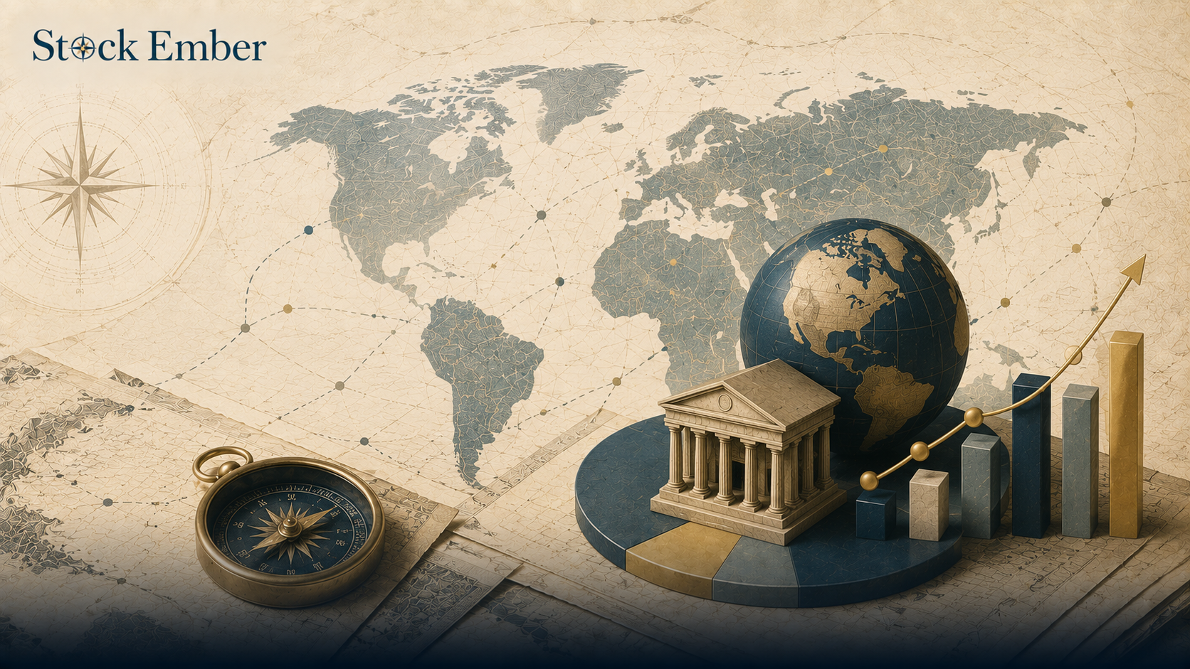 Illustration depicting how the stock market connects investors and public companies.