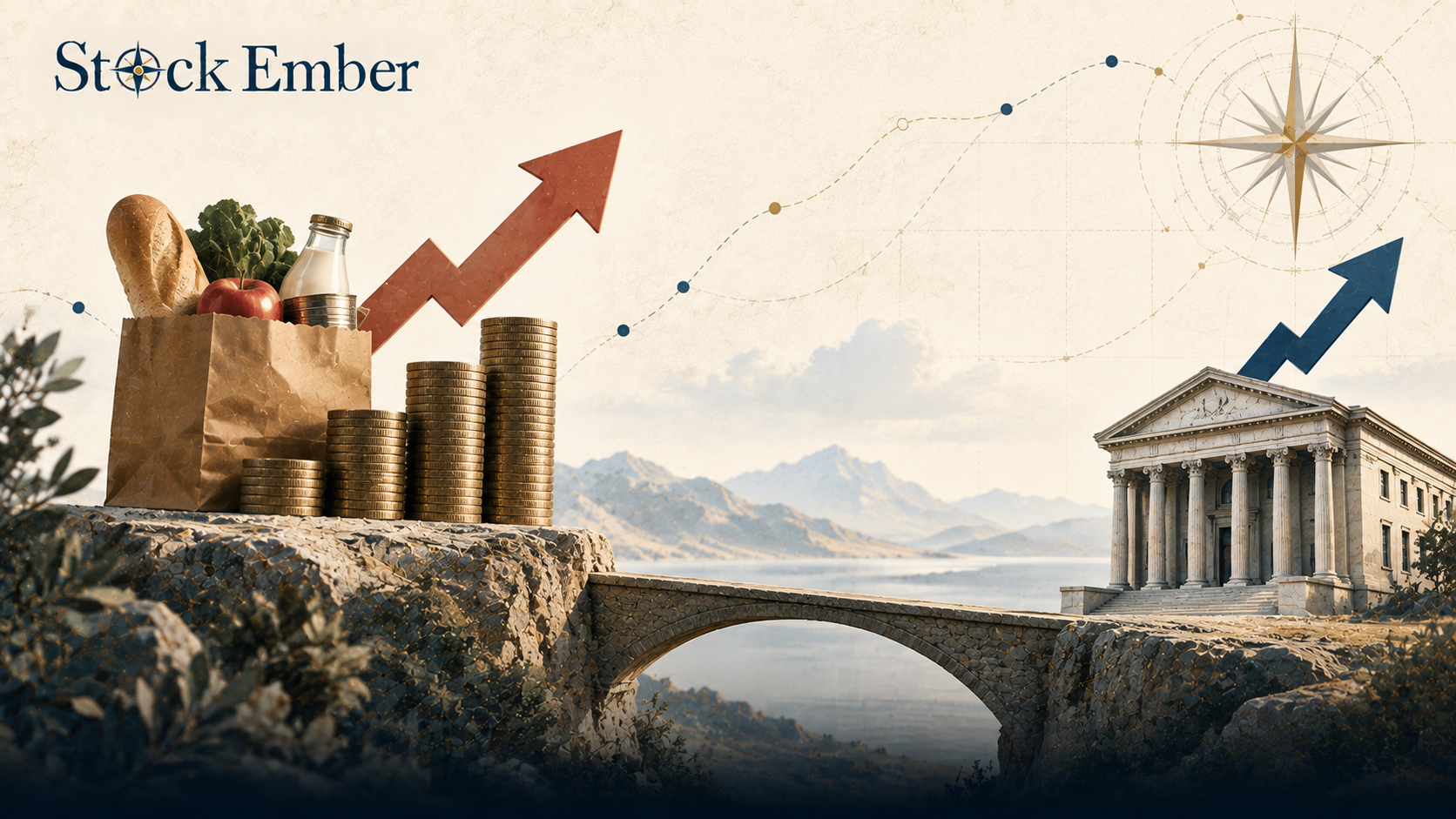 Illustration showing the relationship between consumer inflation and central bank interest rates.