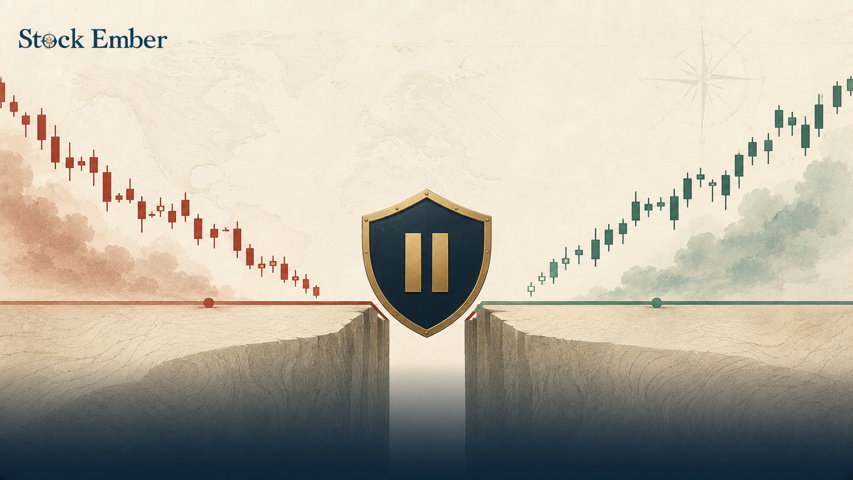 Illustration of a stock market trading dashboard showing a temporary pause in market activity.