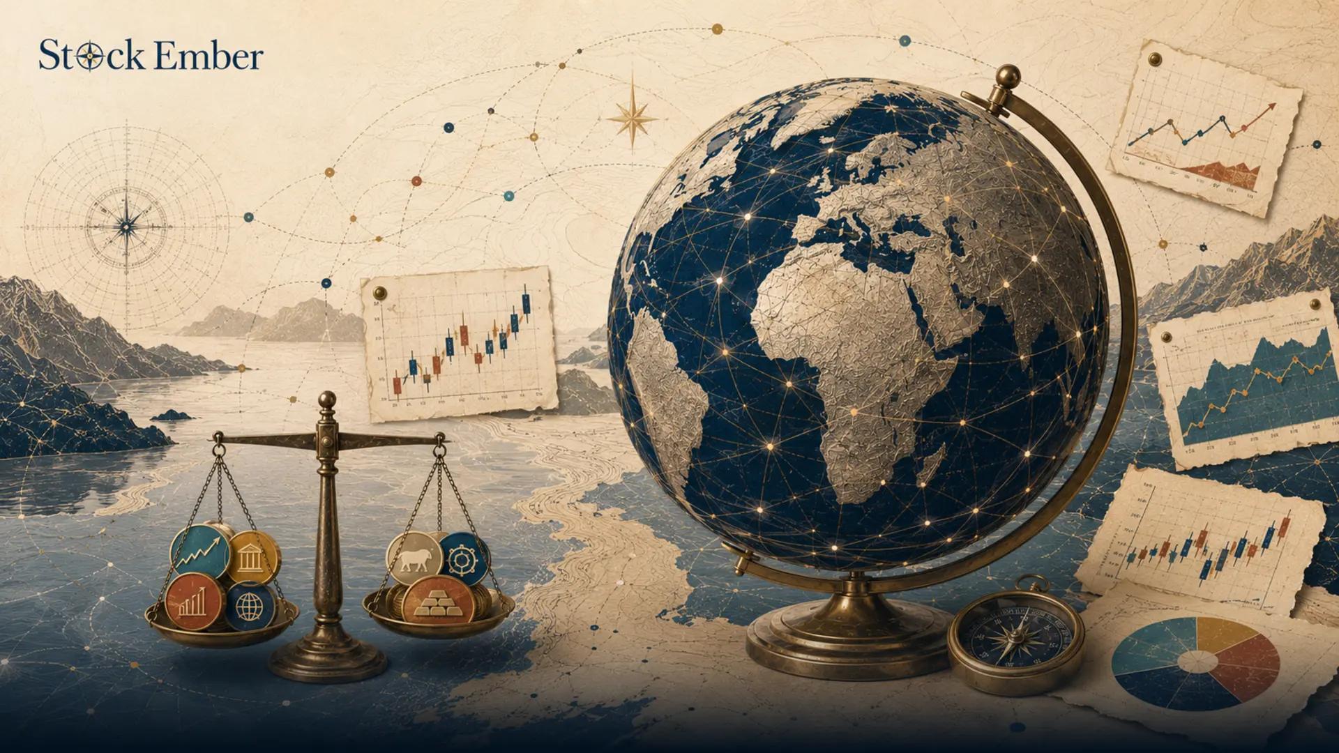 Illustration showing global equity market index allocation and MSCI ACWI structure.
