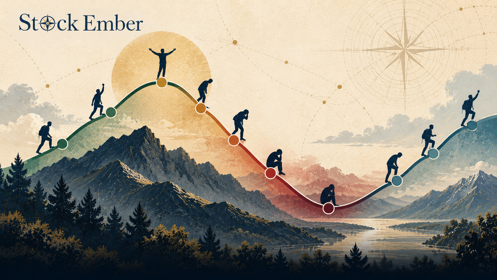 Chart illustrating emotional stages across a market cycle from optimism to panic