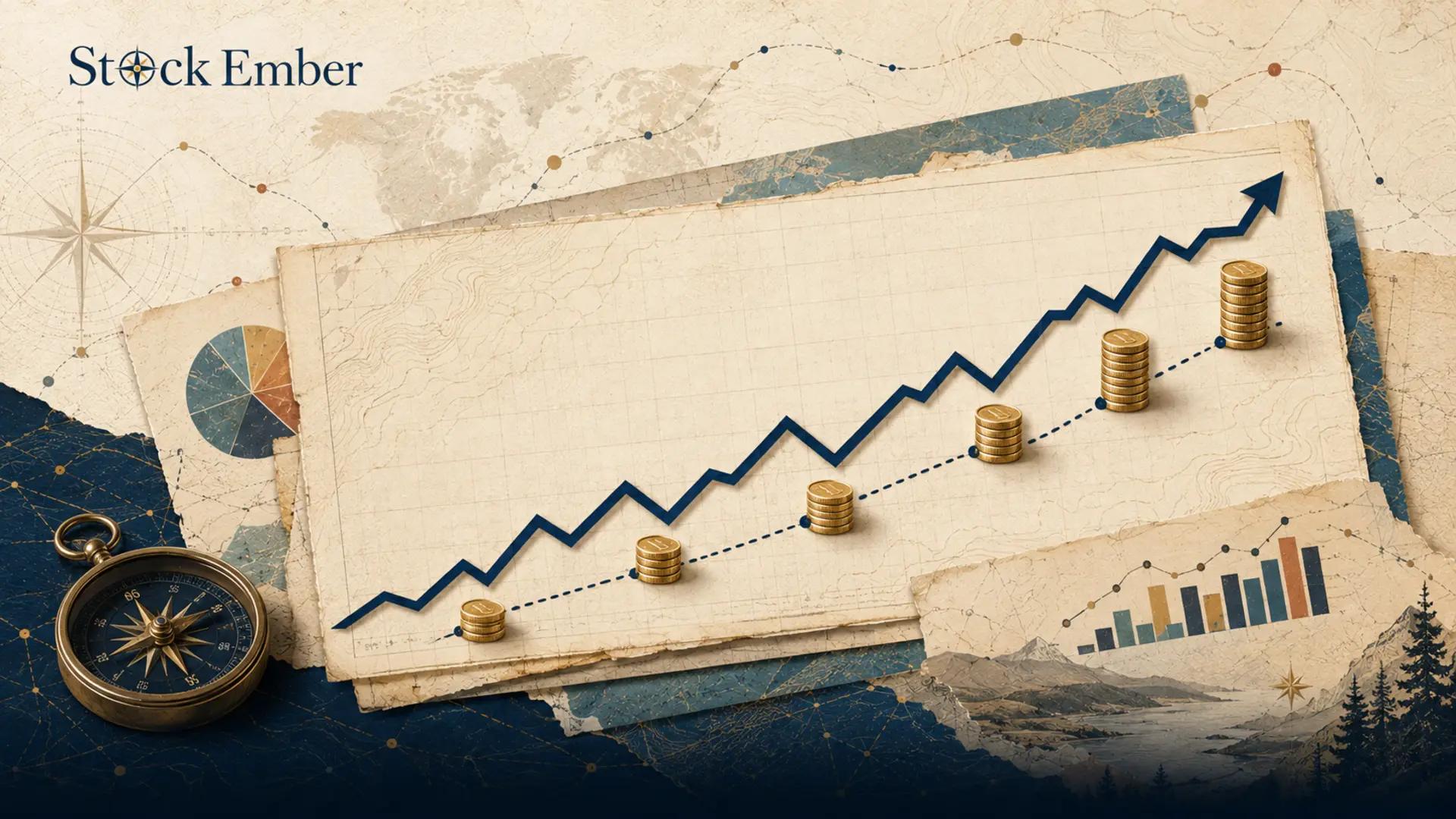 Illustration showing price appreciation and reinvested dividend income combining into total return.