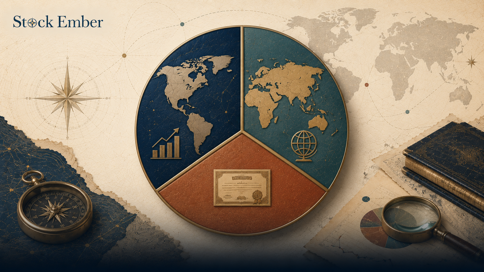 Pie chart illustrating the three building blocks of a Boglehead portfolio.