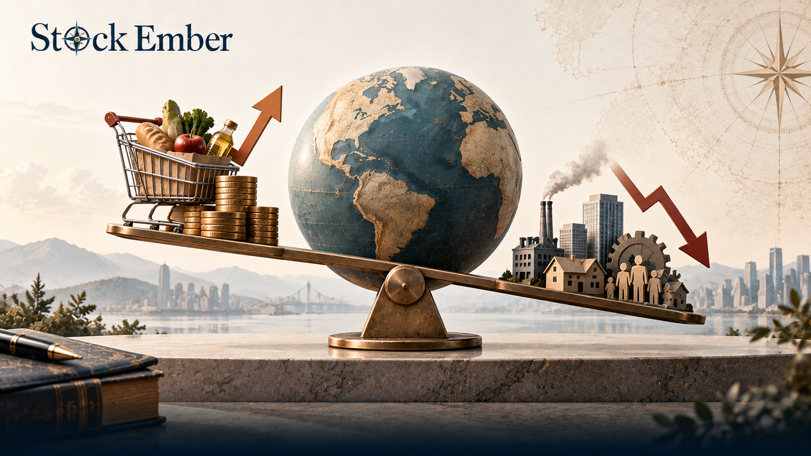 Graphic illustration of inflation affecting purchasing power and the economy
