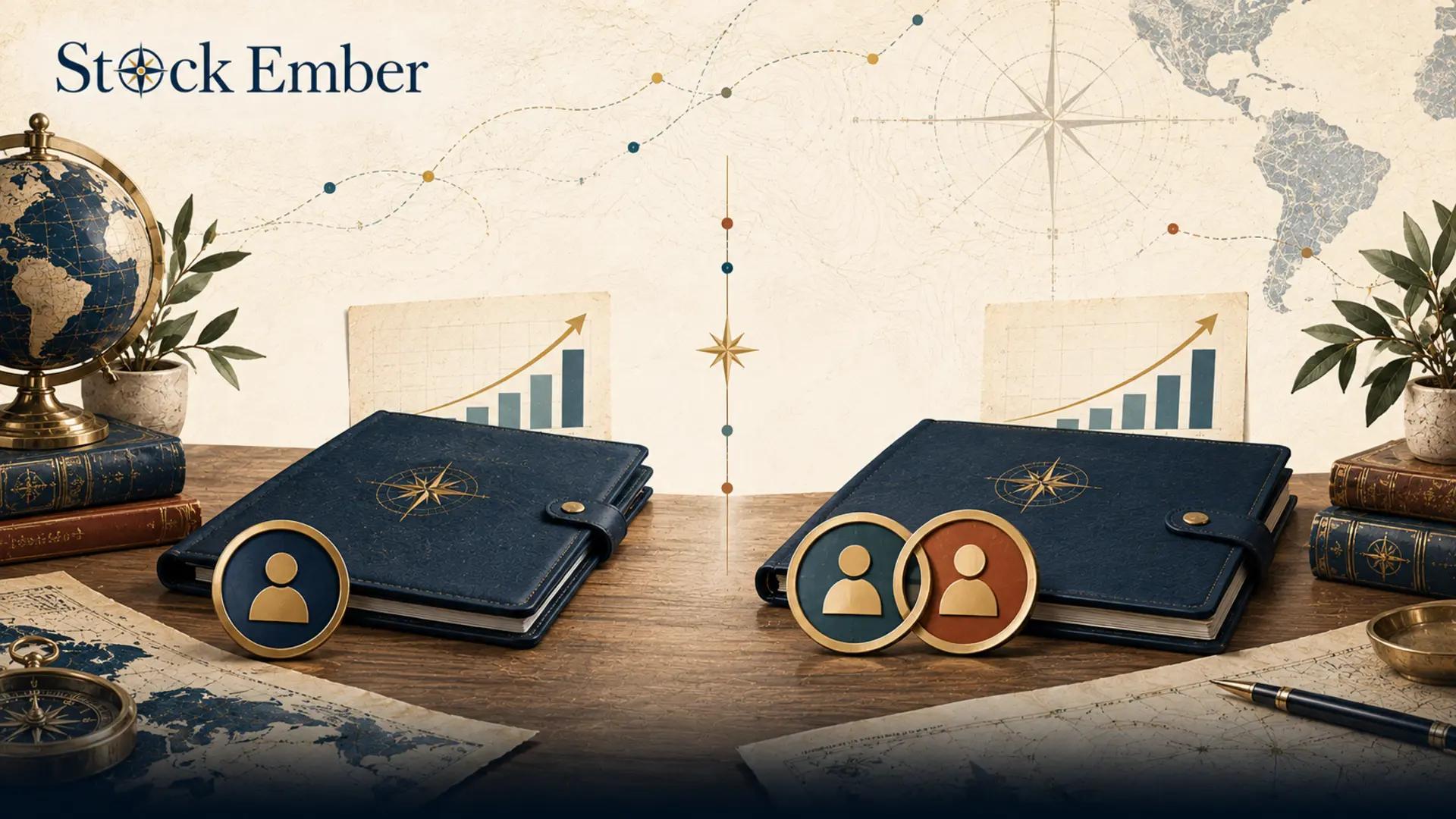 Comparison illustration between an individual brokerage account and a joint brokerage account.