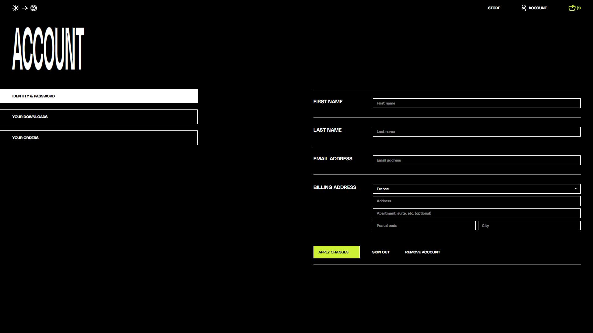 Stash Account Page