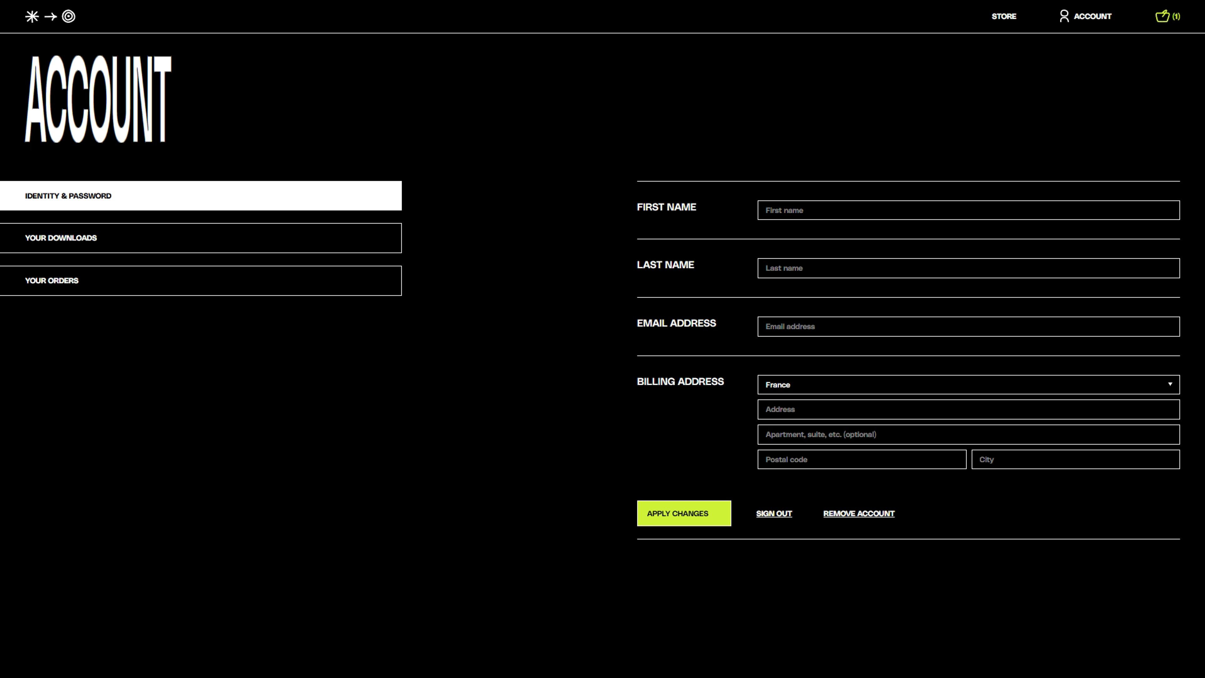 Stash Account Page