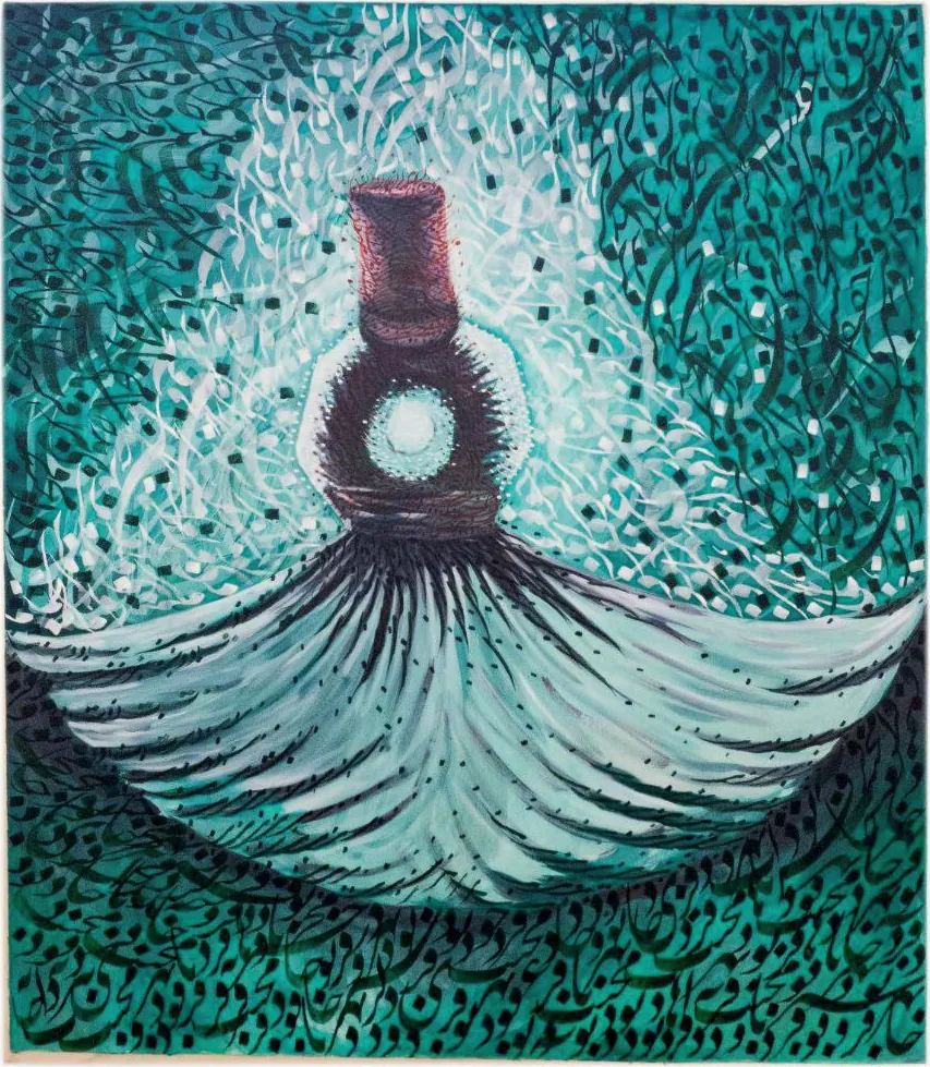 Internal Divinity — Acrylic on canvas, 120 × 140 cm, by Mohammad Aman Popal