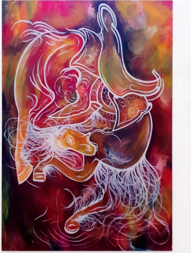 Spiritual Divinity — Acrylic on canvas, 140 × 200 cm, by Mohammad Aman Popal