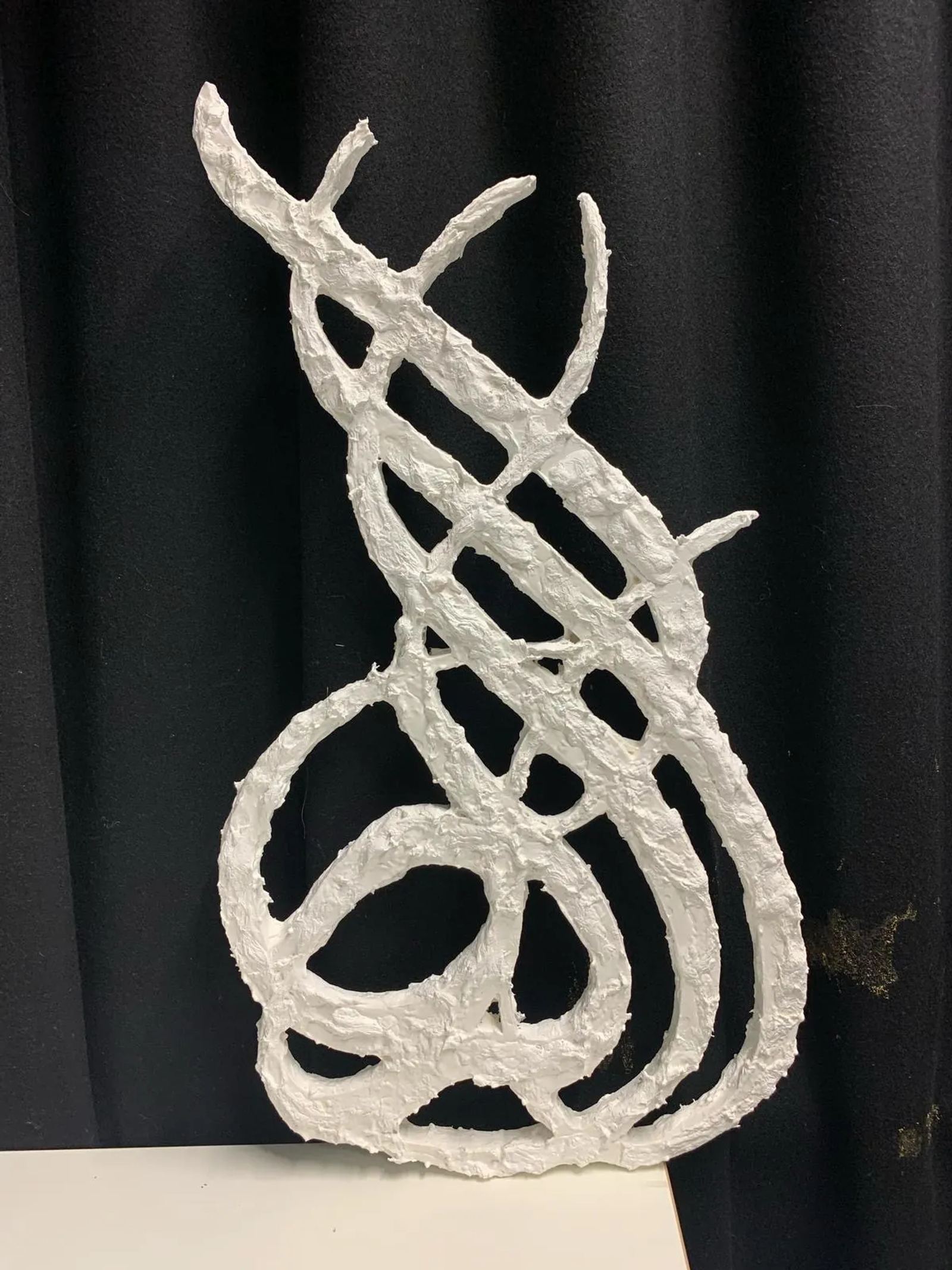 Unity in Calligraphy — Wood sculpture and paper, 45 × 5 × 90 cm, by Mohammad Aman Popal