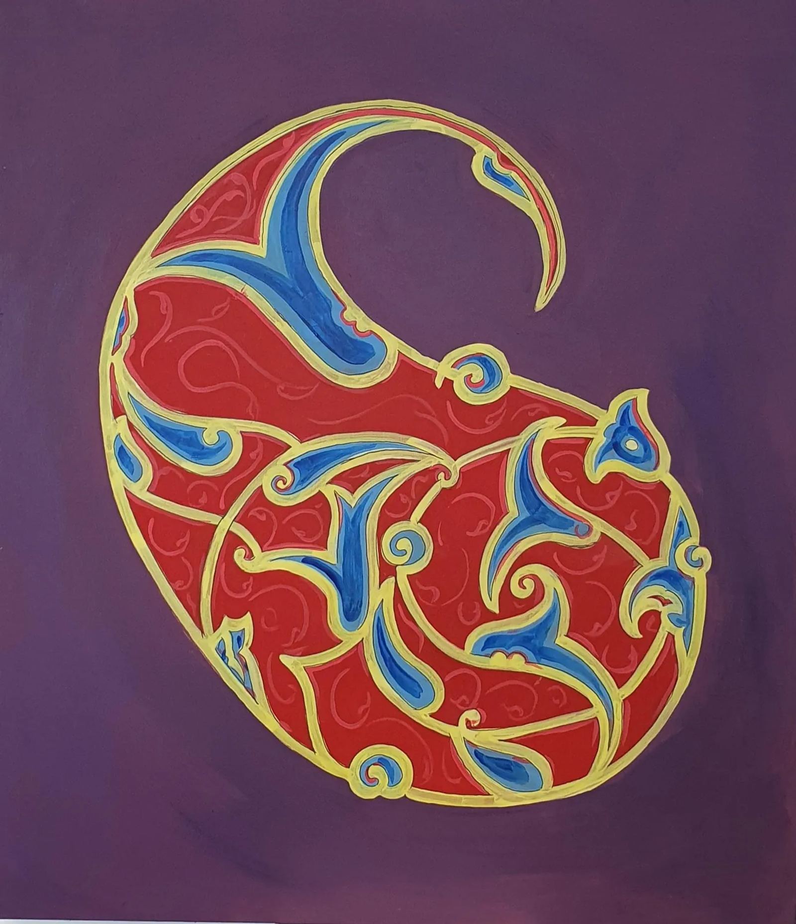 Beauty in Semiotics — Wood and acrylic on canvas, 55 × 50 cm, by Mohammad Aman Popal
