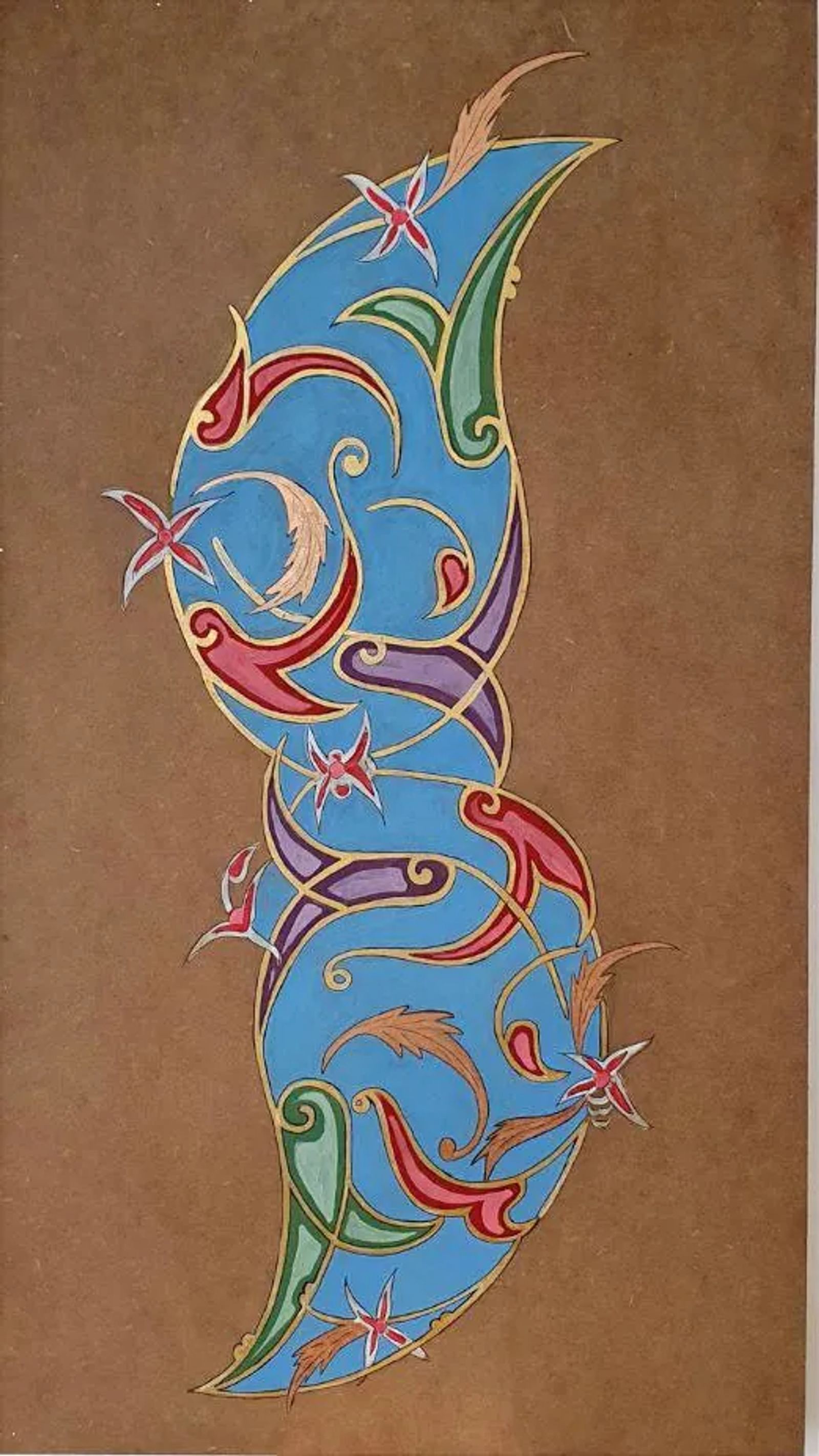 Ornamentation Calligraphy — Wood and acrylic on canvas, 50 × 90 cm, by Mohammad Aman Popal