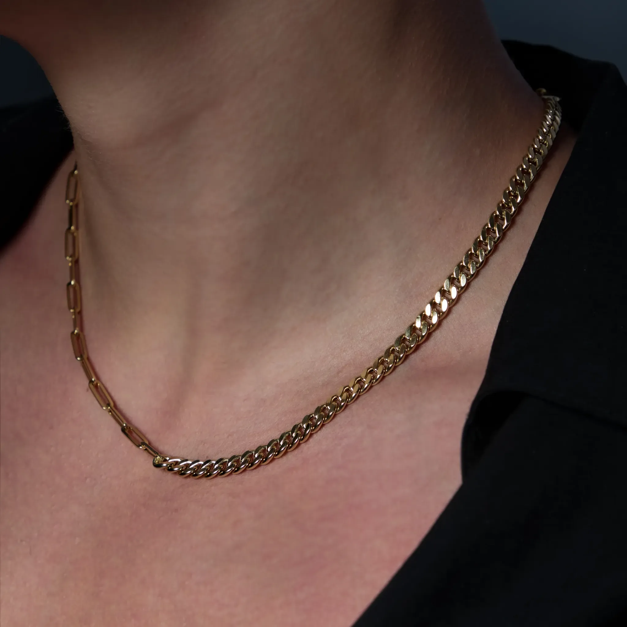 Half Curb and Paperclip Chain