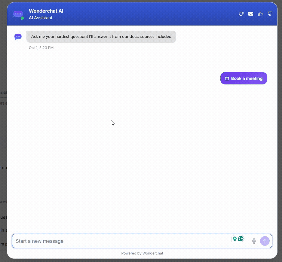 Support conversation showing an AI agent unable to find an answer, offering human help, and passing the full conversation to a person.