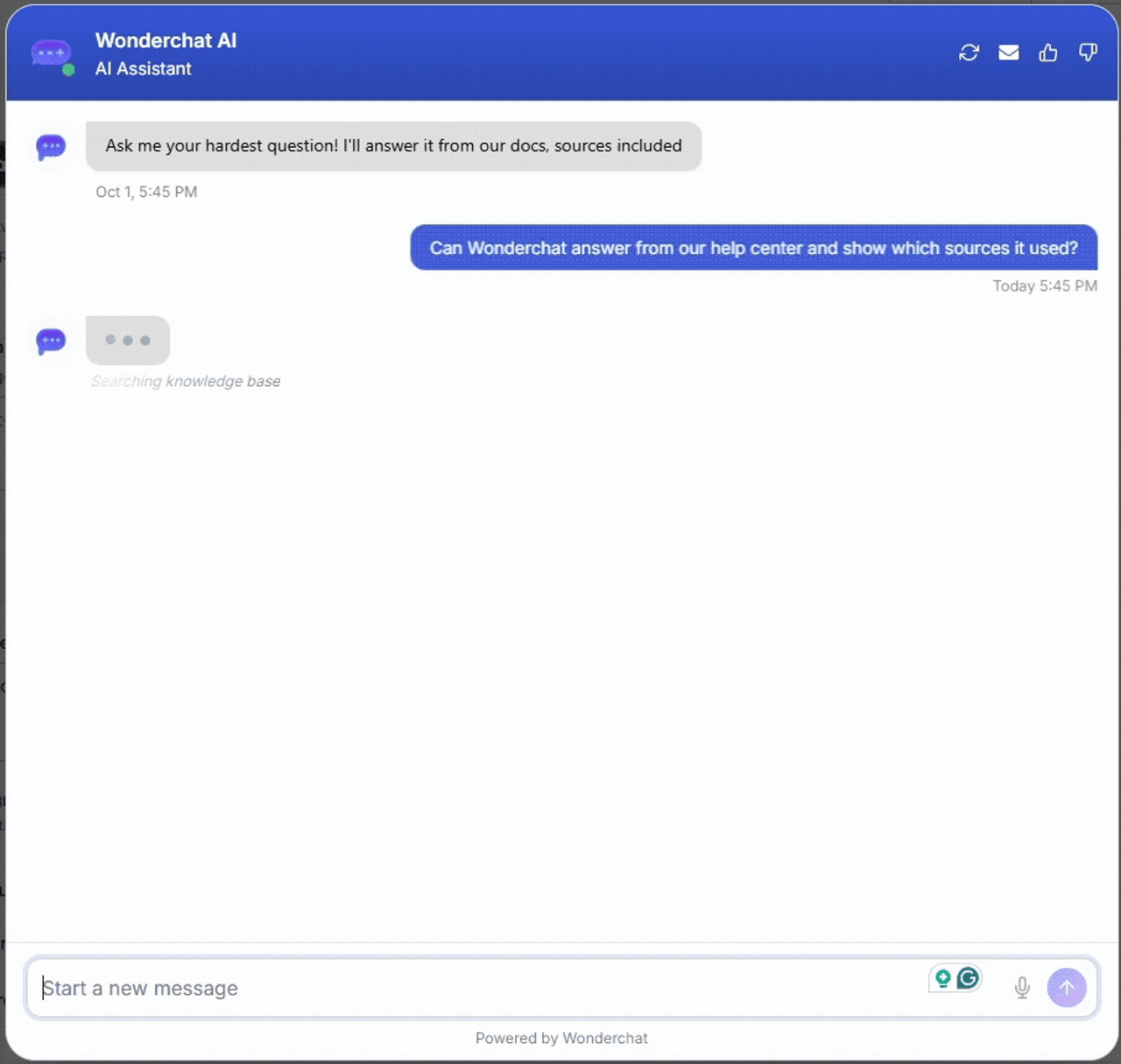 Wonderchat answers a documented buying question, refuses to approve a custom discount or sign a contract, and offers the configured human or calendar route.