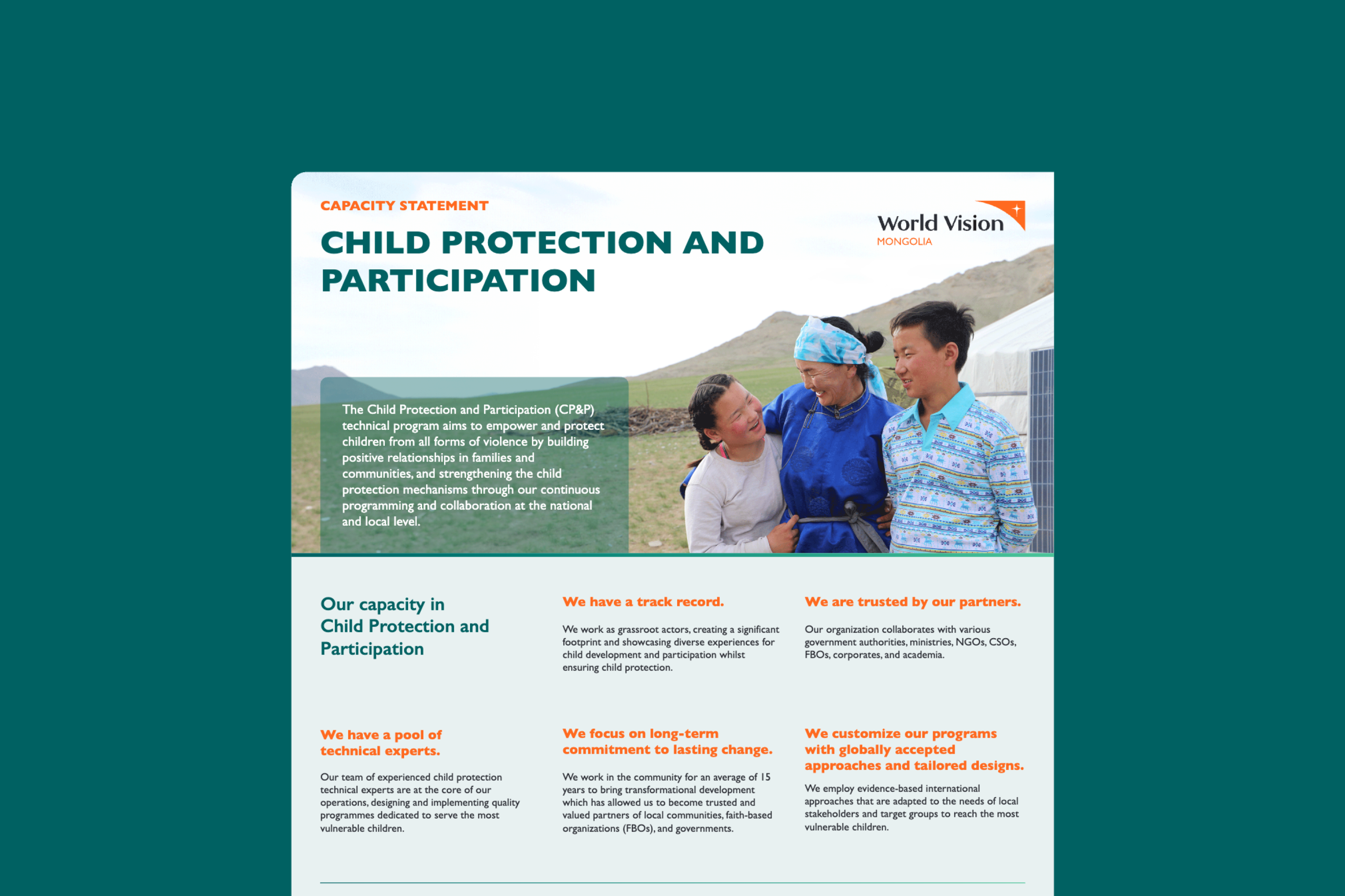 World Vision Mongolia Capacity Statements