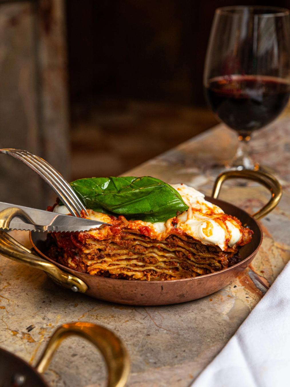 Lasagna in the best Italian restaurant in London