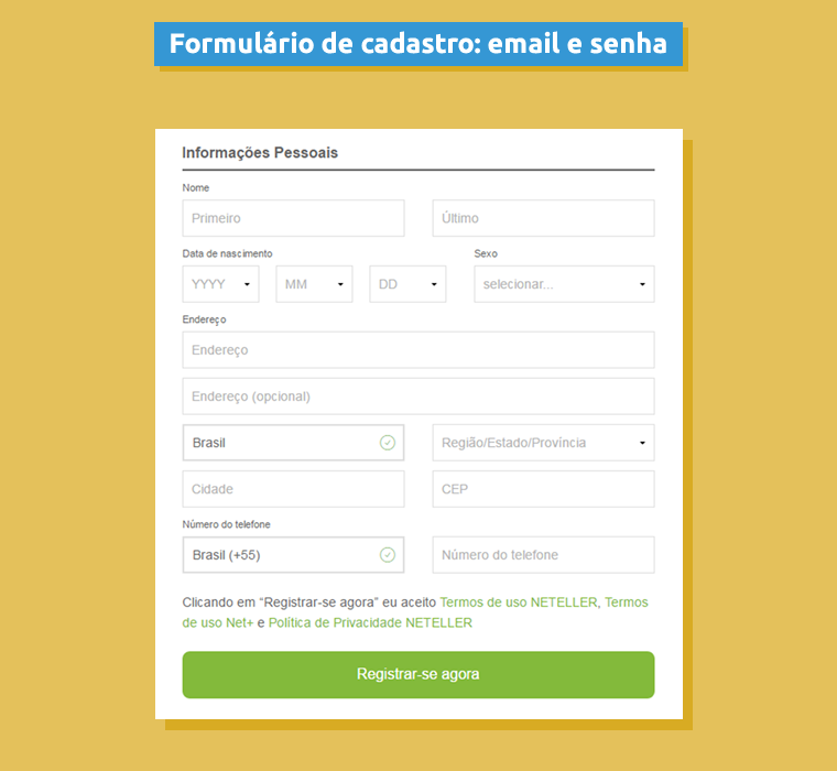 Formulario Cadastro Conta Neteller Informacoes Pessoais
