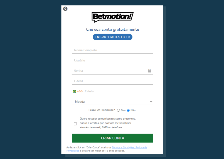Betmotion Dados Solicitados